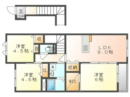 ラパルテール関弐番館(3LDK/2階)の間取り写真