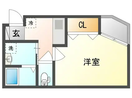 アーバンテラス医大前(1K/2階)の間取り写真