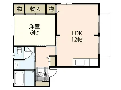 フローラル東岡山C(1LDK/1階)の間取り写真