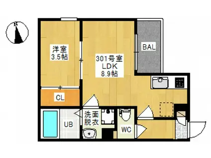 REGALEST 平井(1LDK/3階)の間取り写真