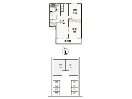サンベール(2LDK/1階)の間取り写真