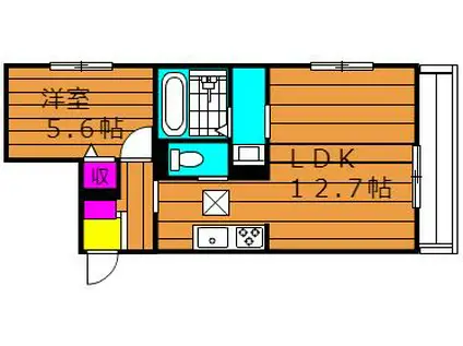 チッタ・デ・国府(1LDK/1階)の間取り写真