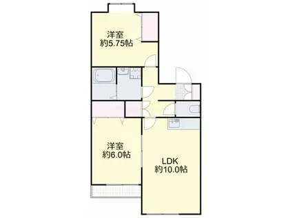 コートサイドコーポ(2LDK/2階)の間取り写真