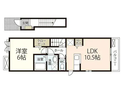 オフショアⅢ(1LDK/2階)の間取り写真