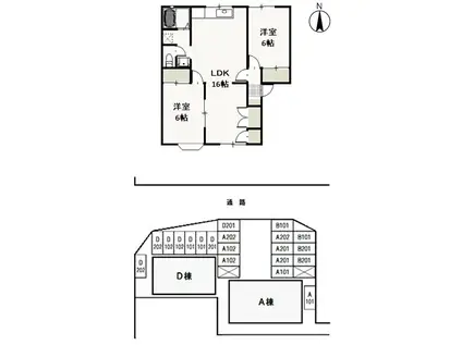 ベルエポックKA(2LDK/1階)の間取り写真