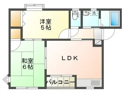 エクセレンス祇園(2DK/1階)の間取り写真