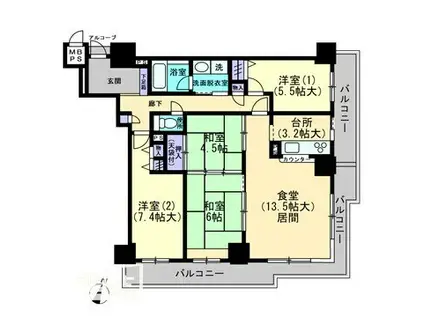 ファミールタワープラザ岡山(4LDK/14階)の間取り写真