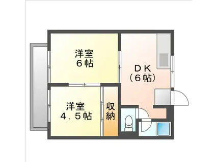 コーポ操扇山(2DK/1階)の間取り写真