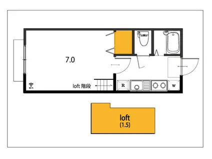 ポルト97(1K/1階)の間取り写真