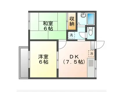 レジデンス乙多見(2DK/1階)の間取り写真