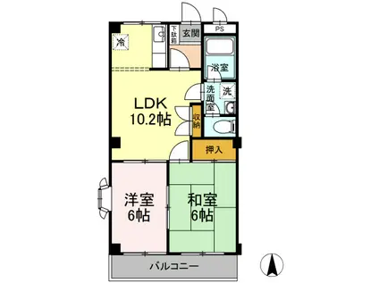 クレヴァー(2LDK/2階)の間取り写真