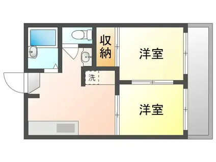 ハイムデアフロイデⅠ(2DK/1階)の間取り写真