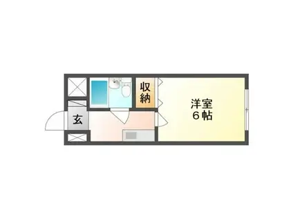 ロイヤルマンション(1K/2階)の間取り写真