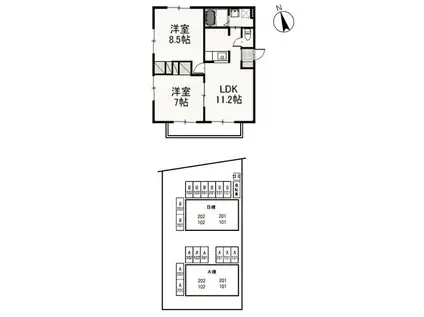 ティエラ B(2LDK/2階)の間取り写真