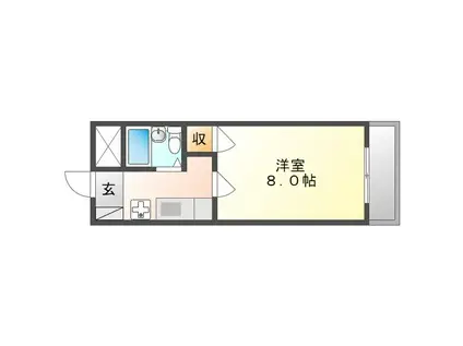 プレアール大供Ⅱ(1K/2階)の間取り写真