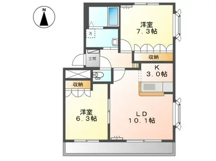 ビア・ラッテア(2LDK/1階)の間取り写真