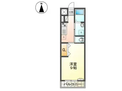 プリモ古都(1K/2階)の間取り写真