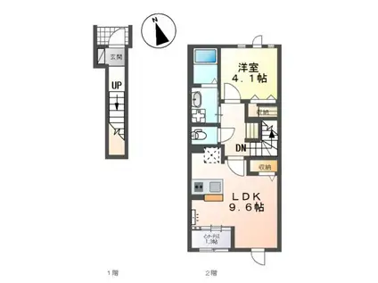ウィステリアⅡ(1LDK/2階)の間取り写真