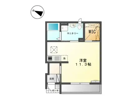 ロートス(ワンルーム/1階)の間取り写真