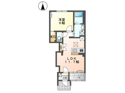 アザレア(1LDK/1階)の間取り写真