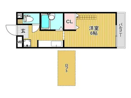 ふらっと・はま(1K/2階)の間取り写真