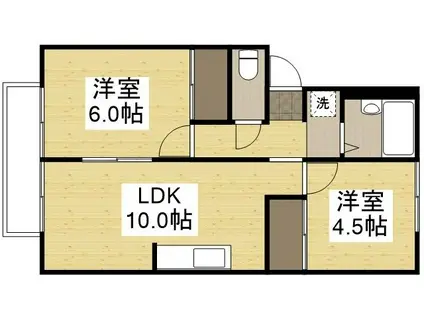 プレジール関(2LDK/2階)の間取り写真