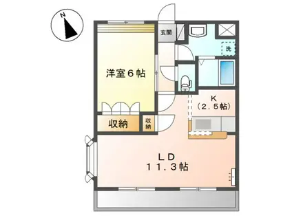 赤穂線 長船駅 徒歩13分 2階建 築19年(1LDK/2階)の間取り写真