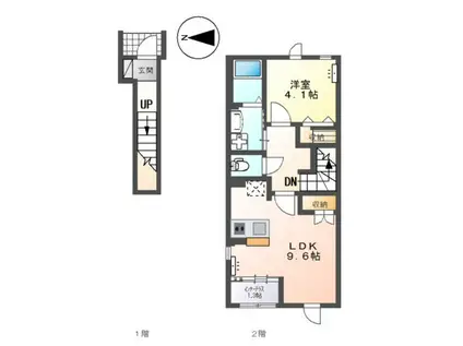 ウィステリアⅣ(1LDK/2階)の間取り写真