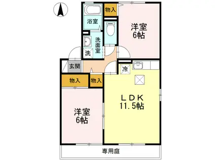 FREEDOM B棟(2LDK/1階)の間取り写真