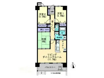 アルファステイツ原尾島(3LDK/6階)の間取り写真