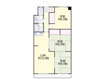 コスモハイツ関(3LDK/7階)の間取り写真