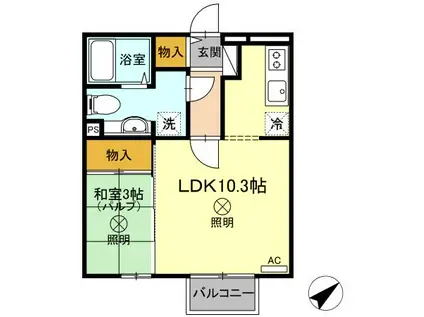 ファーストヒルズ(1LDK/2階)の間取り写真