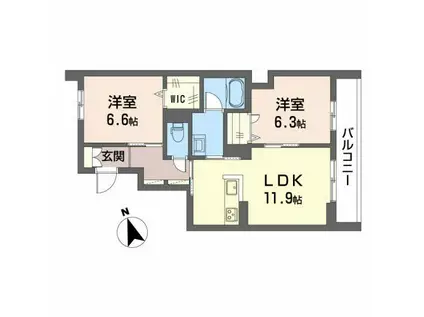 リバーサイド ハナ(2LDK/2階)の間取り写真