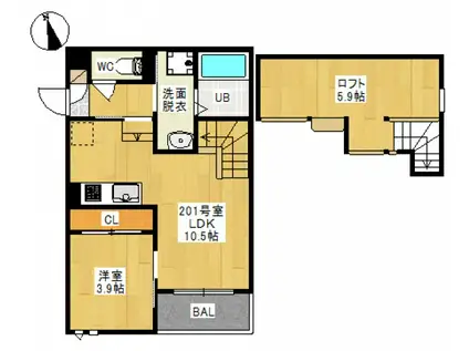 GRANDTIC 後楽園(1LDK/2階)の間取り写真