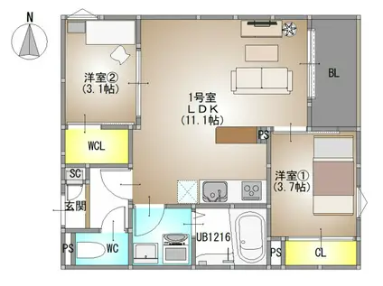 REGALEST PLUS(2LDK/3階)の間取り写真