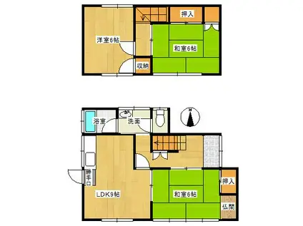 赤穂線 大多羅駅 徒歩26分 2階建 築48年(3LDK)の間取り写真