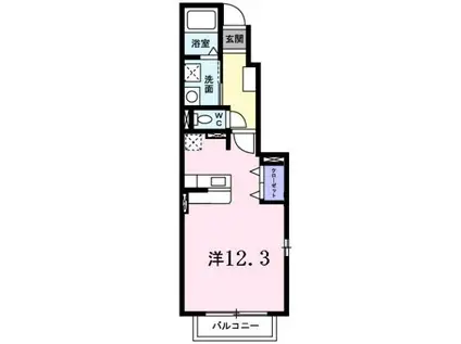 スカイハイツA(ワンルーム/1階)の間取り写真