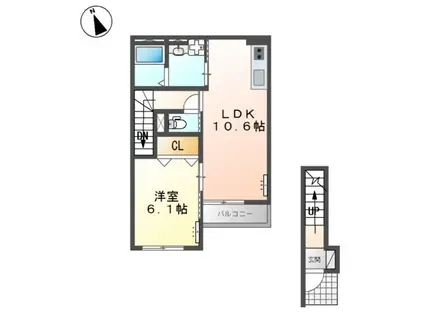 赤坂コート(1LDK/2階)の間取り写真