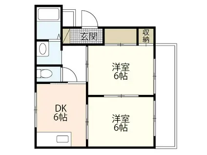 エスポアールB(2DK/1階)の間取り写真