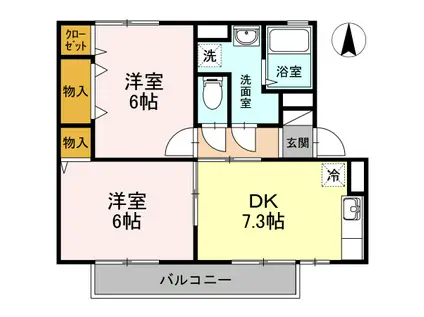 アルテール吉田(2DK/2階)の間取り写真