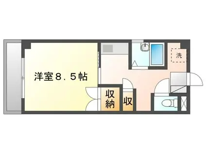 Fマンション(1K/4階)の間取り写真