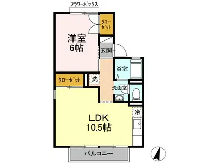 セジュール今在家(1LDK/2階)の間取り写真