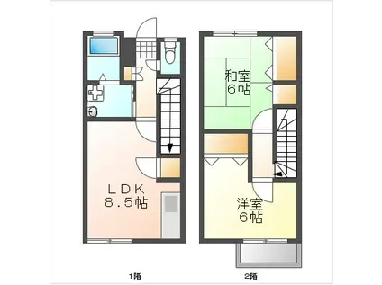 メゾウッド乙多見(2DK/1階)の間取り写真