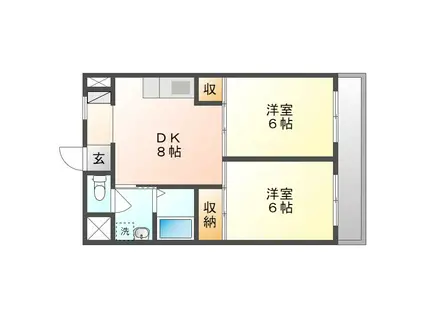 モナドマンション(2DK/3階)の間取り写真