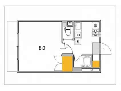イースト207(1K/1階)の間取り写真