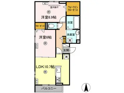 エマーブルMグラン Ⅰ棟(2LDK/3階)の間取り写真