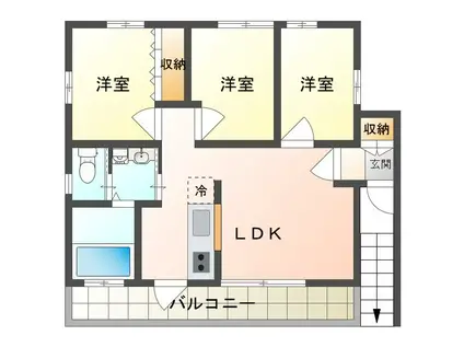 ルピナス津島(3LDK/2階)の間取り写真