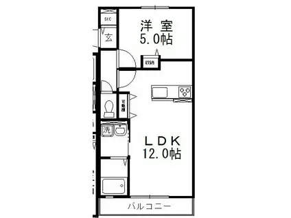 アルカ・ソラーレⅣ(1LDK/1階)の間取り写真