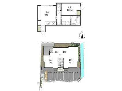 レガーレ原尾島(1LDK/2階)の間取り写真