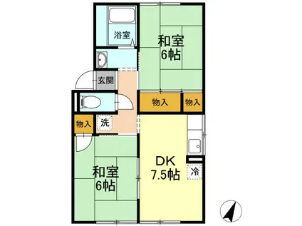 コーポ佐藤(2DK/1階)の間取り写真